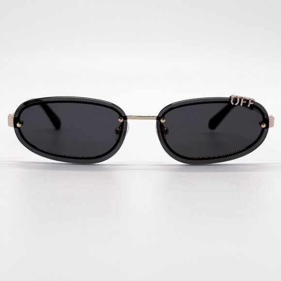 NEW OFF-WHITE OERI13M MIAMI 7607 SUNGLASSES UNISEX OVAL BLACK GOLD - Picture 3 of 9